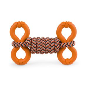 Seriously Strong Rubber And Rope Dog Chew Toy Lrg