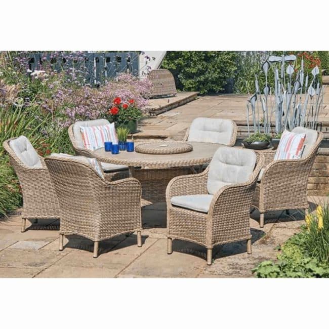 St tropez sand 6 seat dining set/lazy susan / 3m parasol