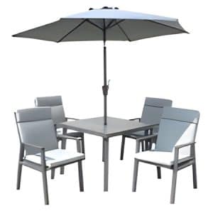 Barcelona 4 seat dining set with 2.5m parasol