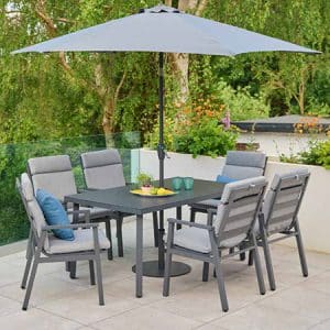 Barcelona 6 seat dining set with 3.0m parasol