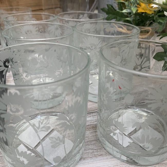 Daisy Sandblasted Clear Glass Tumbler